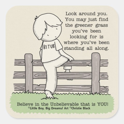 Groener gras vierkante sticker (Voorkant)