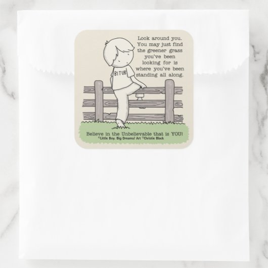 Groener gras vierkante sticker (Tas)