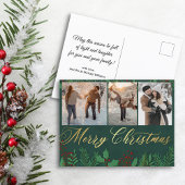 groener kerstfeest goud groen 3 fotocollage paar briefkaart