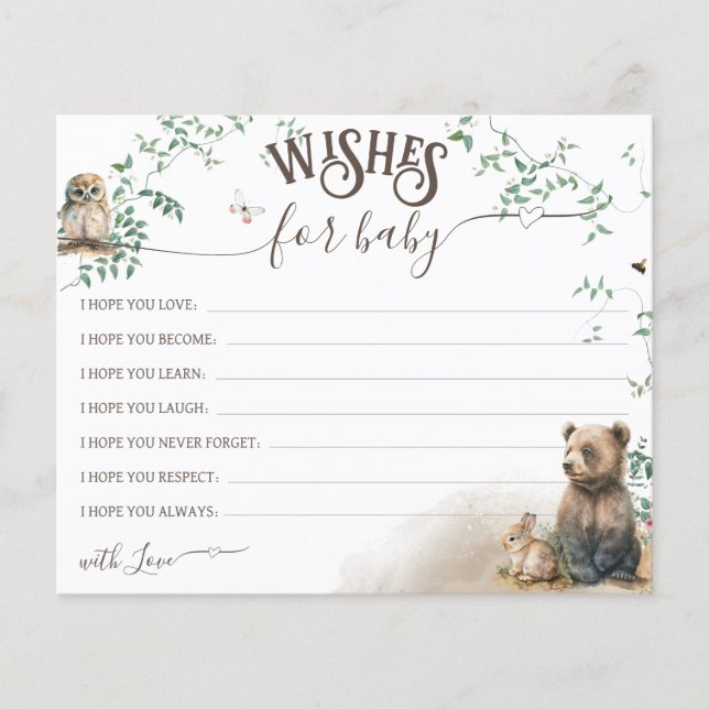 Groenerige Baby shower van bossen met bos (Voorkant)