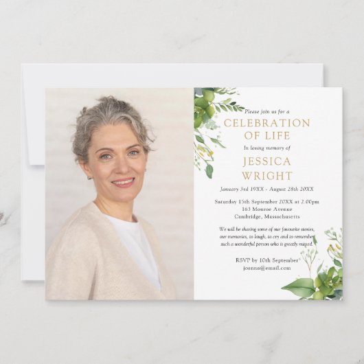 Groenfeest Feest Van Het Leven Funeral Foto Kaart (Voorkant)