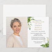 Groenfeest Feest Van Het Leven Funeral Foto Kaart (Voorkant / Achterkant)