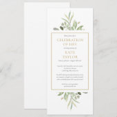 Groenfeest van het Leven Funeral Service Kaart (Voorkant / Achterkant)