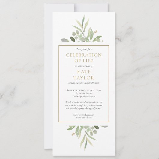 Groenfeest van het Leven Funeral Service Kaart (Voorkant)