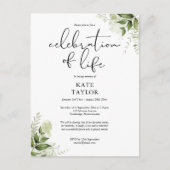 Groenfeest van het Leven Herdenkingsuitnodiging Aankondigingskaart (Voorkant)