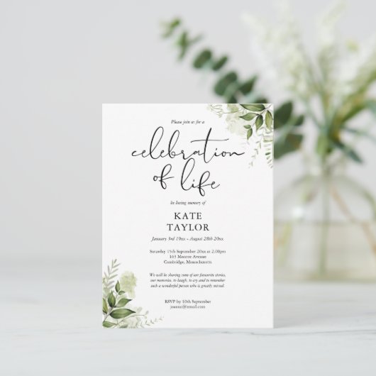 Groenfeest van het Leven Herdenkingsuitnodiging Aankondigingskaart (Staand voorkant)