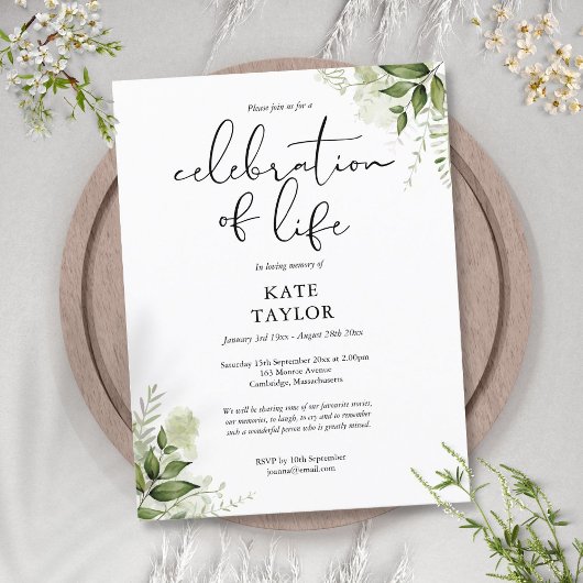 Groenfeest van het Leven Herdenkingsuitnodiging Aankondigingskaart