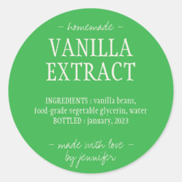 Groenfles zelfgemaakte drink vanille-extract ronde sticker
