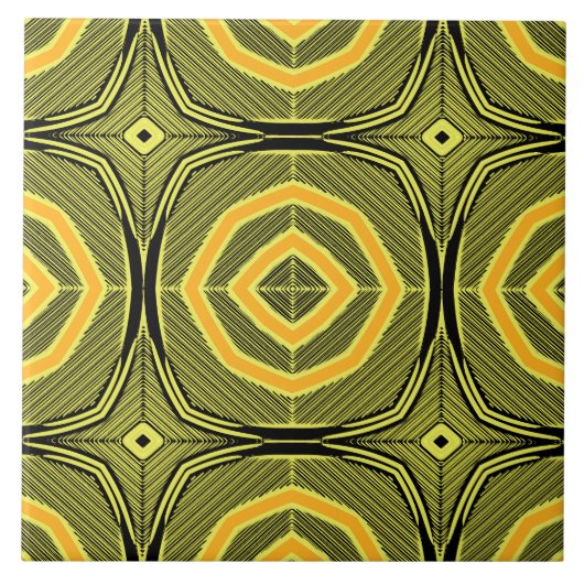 groengeel geometrisch patroon tegeltje (Voorkant)
