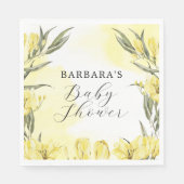 Groengeel Waterverf Bloemen Servet (Voorkant)