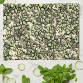 groengroenachtige sepiamozaïeklagen en sparkles theedoek