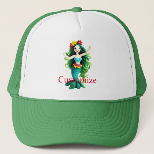 Groenhaarige Zeemeermin Thunder_Cove Trucker Pet (Voorkant)