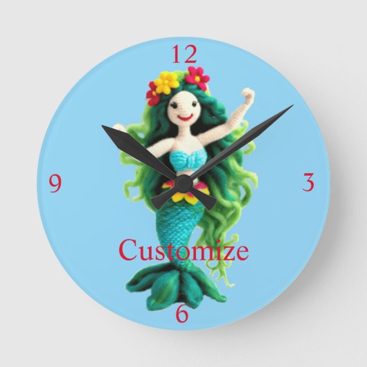 Groenharige zeemeermin Thunder_Cove Ronde Klok (Voorkant)