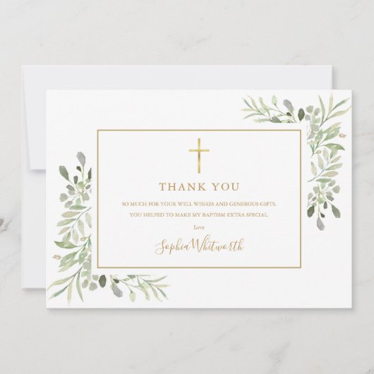 Groenheid Gouden Doop Doopfeest Foto Bedankkaart (Voorkant)