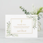 Groenheid Gouden Doop Doopfeest Foto Bedankkaart (Staand voorkant)