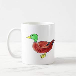 Groenhoofd Wilde Eend in waterverf Koffiemok