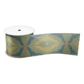 Groenige Retro Vintage Patroon Satijnen Lint (Spoel)