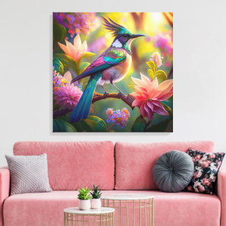 Groenkop Vlaamse Gaai Fantasie Vogel Canvas Afdruk