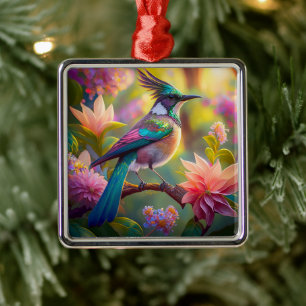 Groenkop Vlaamse Gaai Fantasie Vogel Metalen Ornament