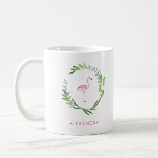 Groenkrans | roze flamingo koffiemok (Links)