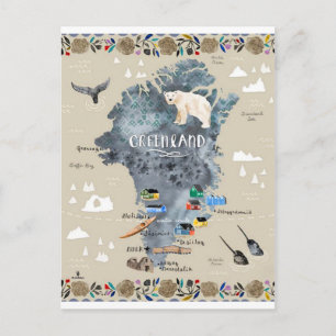 "Groenland: 13 ct./hedendaags - Handschilderwerk Briefkaart