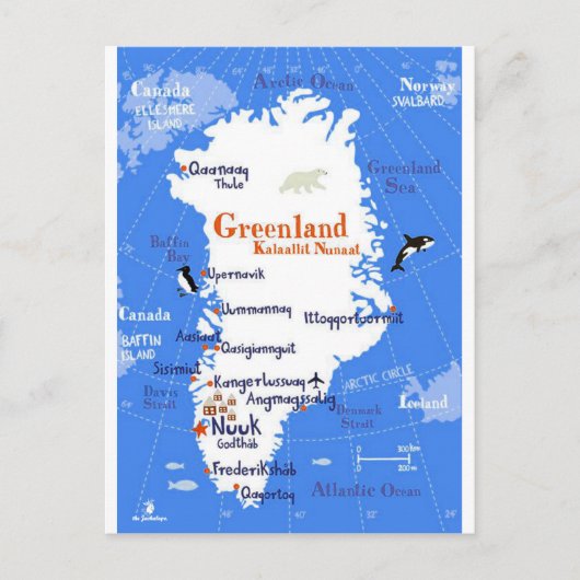 "Groenland: 2020/vandaag - Reis en sightsee Briefkaart (Voorkant)