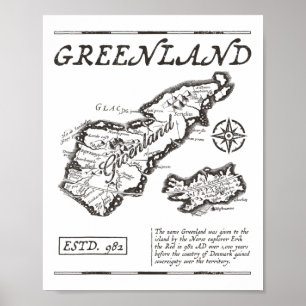Groenland 982 Historische kaart _ Groenland sinds Poster