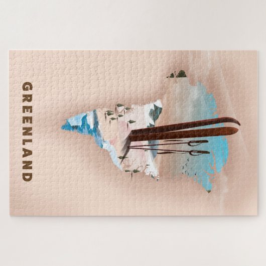 Groenland Afbeelding van kaartreisposter. Legpuzzel (Horizontaal)