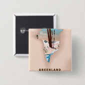 Groenland Afbeelding van kaartreisposter. Vierkante Button 5,1 Cm (Voorkant /achterkant)