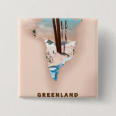Groenland Afbeelding van kaartreisposter. Vierkante Button 5,1 Cm (Voorkant)