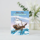 Groenland Cartoon reisposter print. Briefkaart (Staand voorkant)