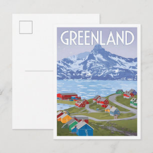 Groenland Denemarken Vintage Kunst Reizen Briefkaart
