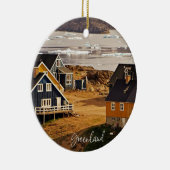 Groenland dorp, schilderachtig foto keramisch ornament (Rechts)