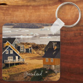 Groenland dorp, schilderachtig foto sleutelhanger (Achterkant)