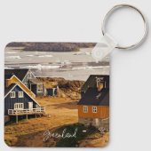 Groenland dorp, schilderachtig foto sleutelhanger (Achterkant)