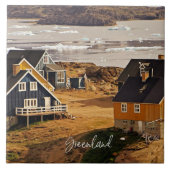 Groenland dorp, schilderachtig foto tegeltje (Voorkant)