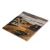 Groenland dorp, schilderachtig foto tegeltje (Zijkant)