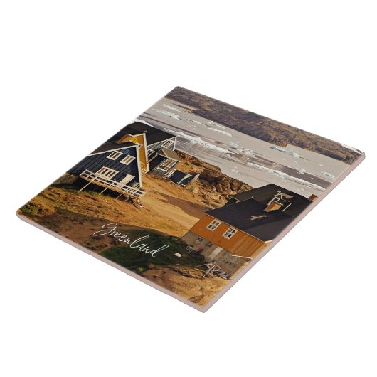 Groenland dorp, schilderachtig foto tegeltje (Zijkant)