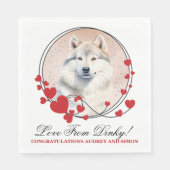 Groenland Hond bruiloft servetten met hond Foto (Voorkant)