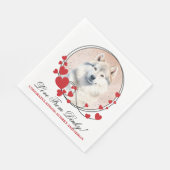 Groenland Hond bruiloft servetten met hond Foto (Hoek)