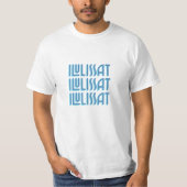 Groenland Ilulissat Blauwe Typografie T-shirt (Voorkant)