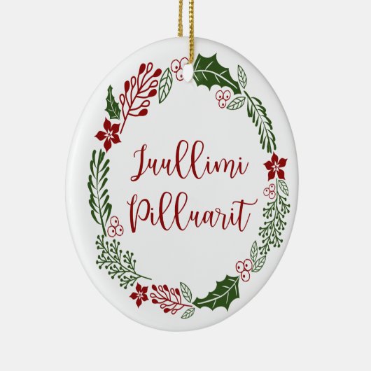 Groenland Kerst met kerst Wreath Juullimi Pilluari Keramisch Ornament (Rechts)