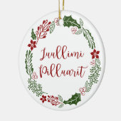 Groenland Kerst met kerst Wreath Juullimi Pilluari Keramisch Ornament (Links)