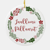 Groenland Kerst met kerst Wreath Juullimi Pilluari Keramisch Ornament (Achterkant)