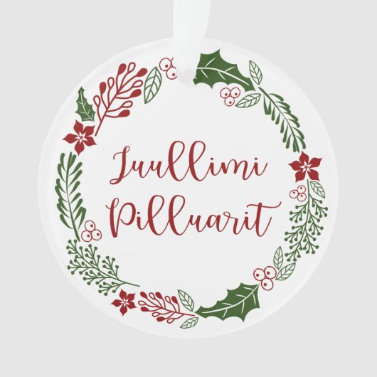 Groenland Kerst met kerst Wreath Juullimi Pilluari Ornament (voorkant)