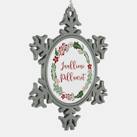 Groenland kerst met kerstmis, Juullimi Pilluari Tin Sneeuwvlok Ornament (Links)