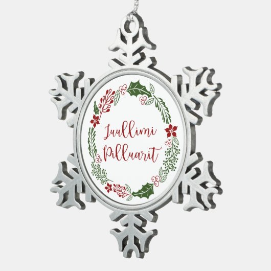 Groenland kerst met kerstmis, Juullimi Pilluari Tin Sneeuwvlok Ornament (Rechts)