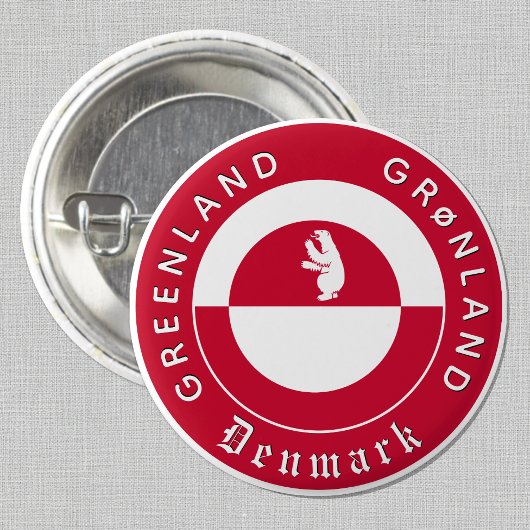 Groenland Knop, Patriottisch, Groenland Vlag Ronde Button 3,2 Cm