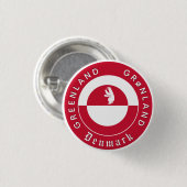 Groenland Knop, Patriottisch, Groenland Vlag Ronde Button 3,2 Cm (Voorkant /achterkant)