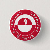 Groenland Knop, Patriottisch, Groenland Vlag Ronde Button 3,2 Cm (Voorkant)